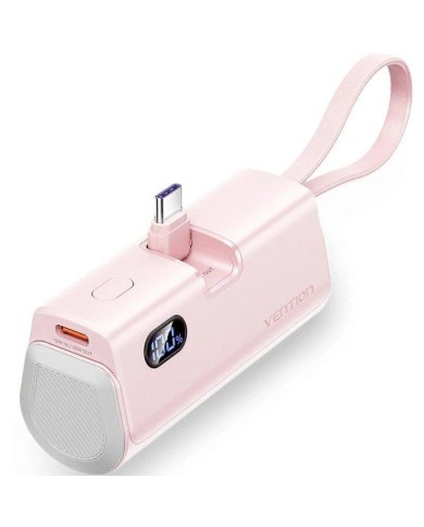 POWERBANK VENTION 4800MAH 2XUSB-C + LIGHTNING 22.5W USB-C PLEGABLE ROSE