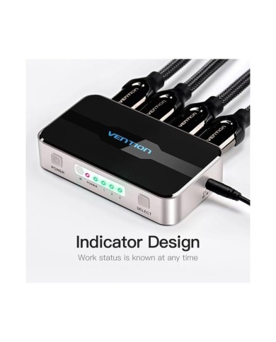 DUPLICADOR VENTION 4XHDMI HEMBRA - HDMI MACHO SILVER/BLACK