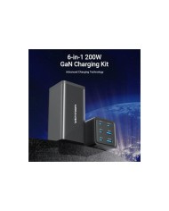 CARGADOR DE ESCRITORIO VENTION GAN 4XUSB-C 2XUSB-A 200W