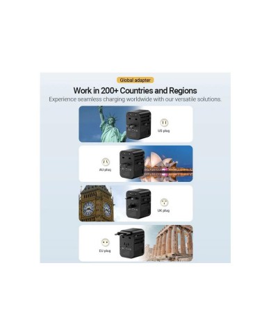 CARGADOR DE PARED VENTION UNIVERSAL GAN 2XUSB-C USB-A 65W