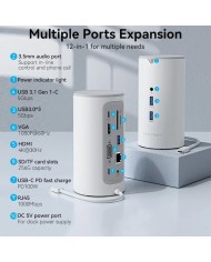 DOCK STATION VENTION 12 EN 1 USB-C A HDMI/VGA/USB-C/USB-A/RJ45/MICROSD/JACK