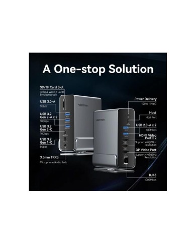 DOCK STATION VENTION 15 EN 1 USB-C A DP/HDMI/USB-C/USB-A/RJ45/MICROSD/JACK