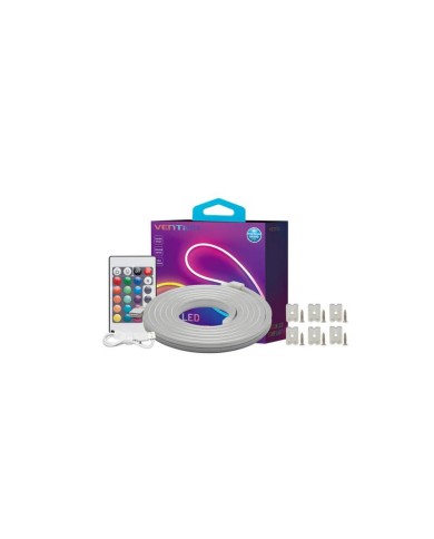 TIRA LED VENTION SILICONA NEON RGB CONTROL REMOTO 5V 1M