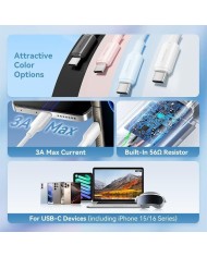 CABLE USB 2.0 VENTION TIPO USB-C/M-A/M LED 480MBPS 2M WHITE