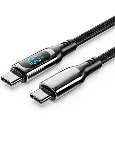 CABLE USB VENTION TIPO USB-C/M-C/M PANTALLA LED 5A PD100W 1.2M BLACK CABLE USB VENTION TIPO USB-C/M-C/M PANTALLA LED 5A PD100W 1.2M BLACK