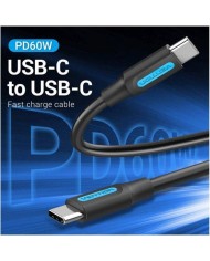 CABLE USB-C VENTION TIPO USB-C/M - USB-C/M 3A PD60W 0.5M BLACK