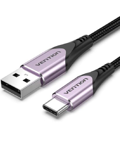 CABLE VENTION USB-A 2.0 - USB-C 3A 60W TRENZADO 1M ALUMINIO PURPLE CABLE VENTION USB-A 2.0 - USB-C 3A 60W TRENZADO 1M ALUMINIO PURPLE