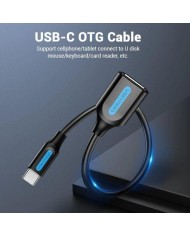 CABLE CONVERSOR VENTION USB-C/M - USB-A/H 15CM BLACK