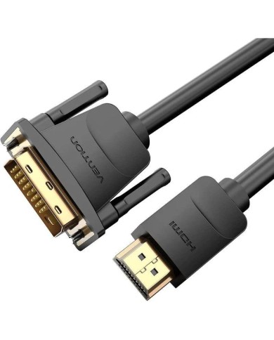 CABLE CONVERSOR VENTION DVI/M - HDMI/M 1M BLACK CABLE CONVERSOR VENTION DVI/M - HDMI/M 1M BLACK