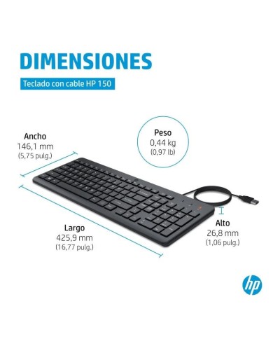 TECLADO HP 150 USB BLACK