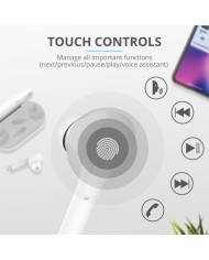 AURICULARES TRUST NIKA TOUCH EARPHONES BLUETOOTH WIRELESS WHITE