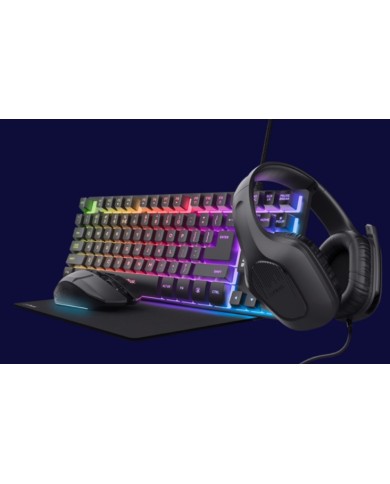 TECLADO + RATON + AURICULARES + ALFOMBRILLA TRUST GXT 780 GAMING BUNDLE BLACK
