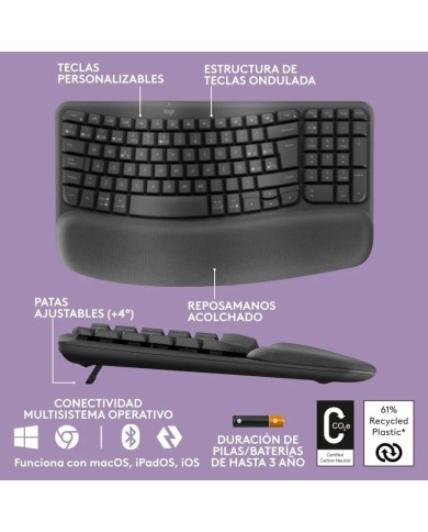 TECLADO LOGITECH WAVE KEYS BLUETOOTH BLACK TECLADO LOGITECH WAVE KEYS BLUETOOTH BLACK