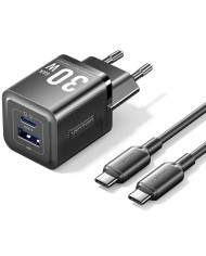 CARGADOR DE PARED VENTION GAN USB-C + USB-A 30W BLACK + CABLE UCB-C 1M BLACK