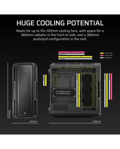 CAJA ORDENADOR GAMING CORSAIR 5000T CRISTAL TEMPLADO BLACK CAJA ORDENADOR GAMING CORSAIR 5000T CRISTAL TEMPLADO BLACK