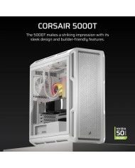 CAJA ORDENADOR GAMING CORSAIR 5000T CRISTAL TEMPLADO WHITE