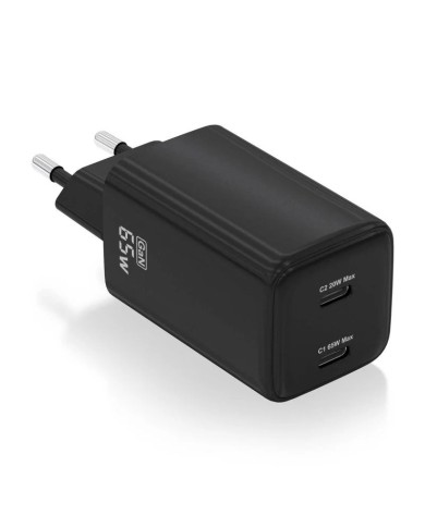 CARGADOR DE PARED AISENS GAN 2XUSB-C 65W BLACK
