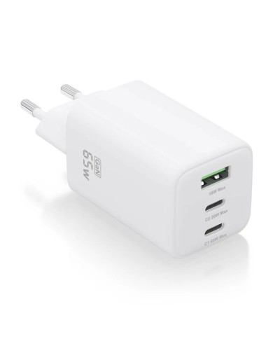 CARGADOR DE PARED AISENS GAN 2XUSB-C/USB-A 65W WHITE