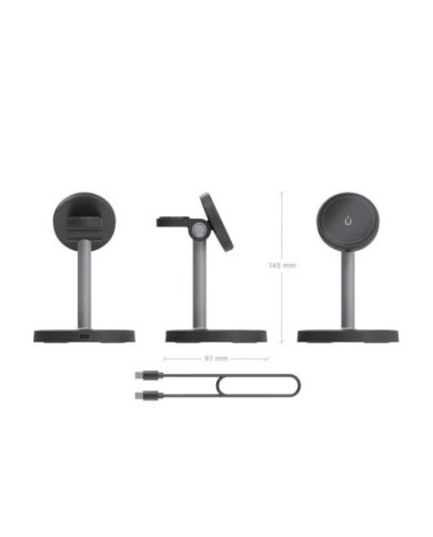 BASE CARGADOR AISENS SMARTPHONE/APPLE WATCH/AURICULARES WIRELESS QI2 15W USB-C BLACK