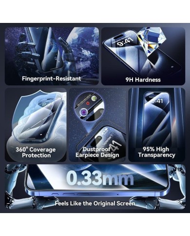 PROTECTOR PANTALLA VENTION CRISTAL TEMPLADO IPHONE 15 PRO + HERRAMIENTA INSTALACION