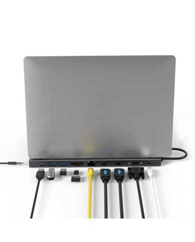 DOCK HUB USB-C PHOENIX 11 EN 1 HDMI 4K/VGA/USB/MICROSD/RJ45/JACK BLACK DOCK HUB USB-C PHOENIX 11 EN 1 HDMI 4K/VGA/USB/MICROSD/RJ45/JACK BLACK