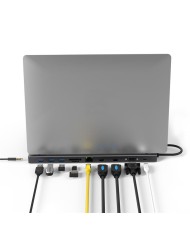 DOCK HUB USB-C PHOENIX 11 EN 1 HDMI 4K/VGA/USB/MICROSD/RJ45/JACK BLACK