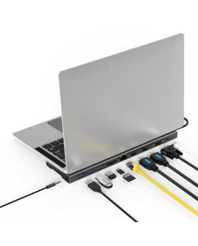 DOCK HUB USB-C PHOENIX 11 EN 1 HDMI 4K/VGA/USB/MICROSD/RJ45/JACK BLACK DOCK HUB USB-C PHOENIX 11 EN 1 HDMI 4K/VGA/USB/MICROSD/RJ45/JACK BLACK