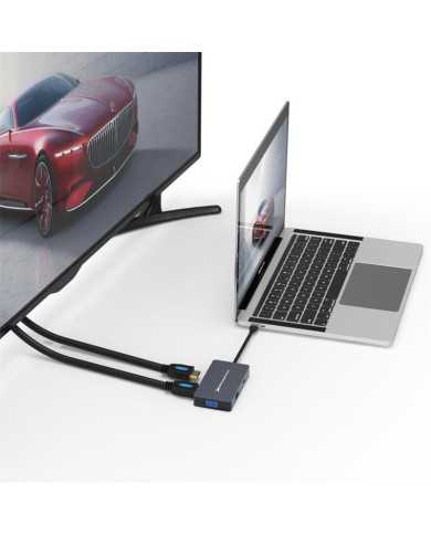 DOCK HUB USB-C PHOENIX 5 EN 1 HDMI 4K/VGA/USB 3.0 BLACK DOCK HUB USB-C PHOENIX 5 EN 1 HDMI 4K/VGA/USB 3.0 BLACK