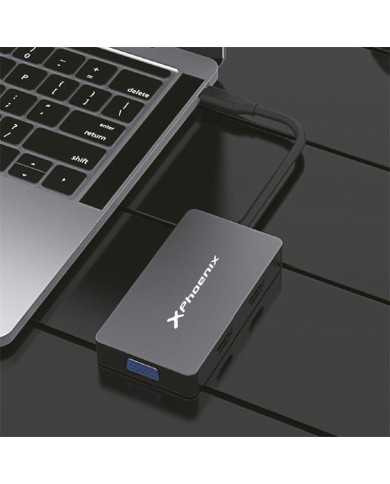 DOCK HUB USB-C PHOENIX 5 EN 1 HDMI 4K/VGA/USB 3.0 BLACK DOCK HUB USB-C PHOENIX 5 EN 1 HDMI 4K/VGA/USB 3.0 BLACK