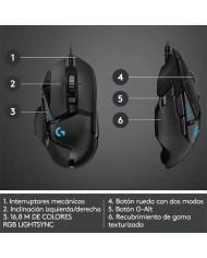 RATON LOGITECH G502 HERO OPTICO USB GAMING BLACK