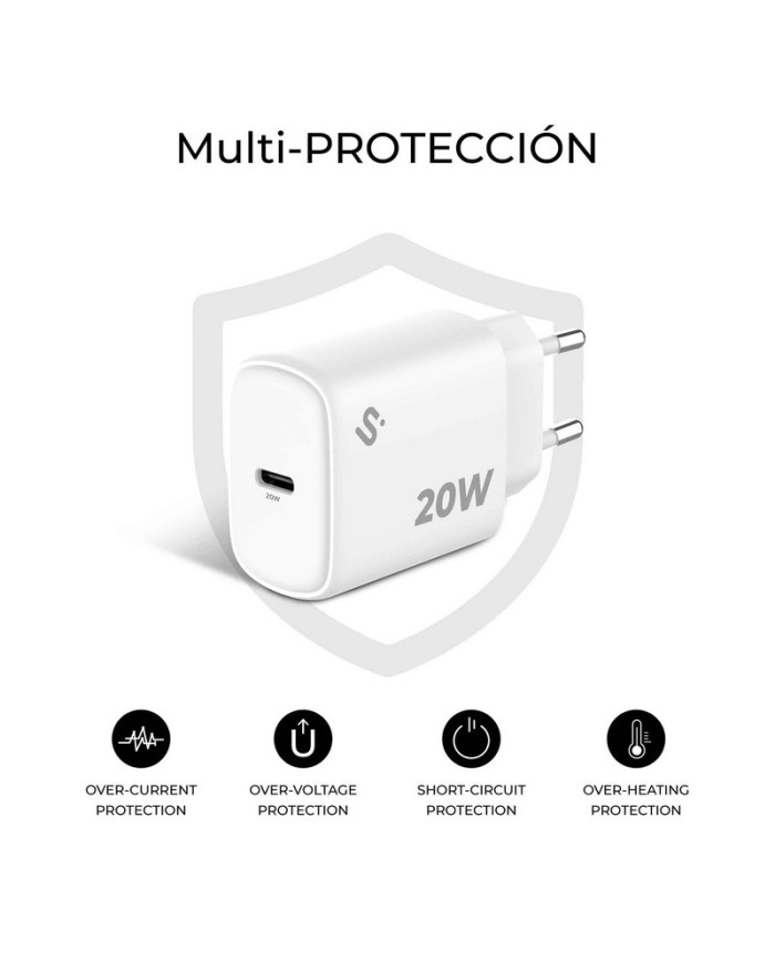CARGADOR DE PARED SUBBLIM GAN USB-C 20W WHITE CARGADOR DE PARED SUBBLIM GAN USB-C 20W WHITE