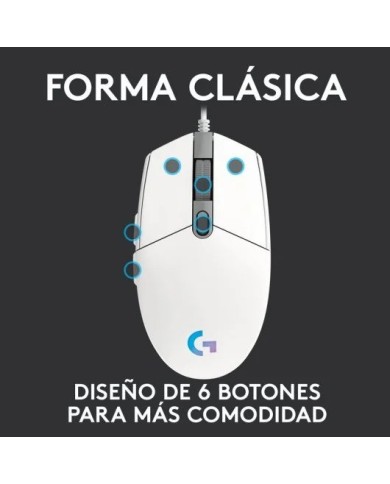 RATON LOGITECH G203 LIGHTSYNC RGB USB WHITE RATON LOGITECH G203 LIGHTSYNC RGB USB WHITE