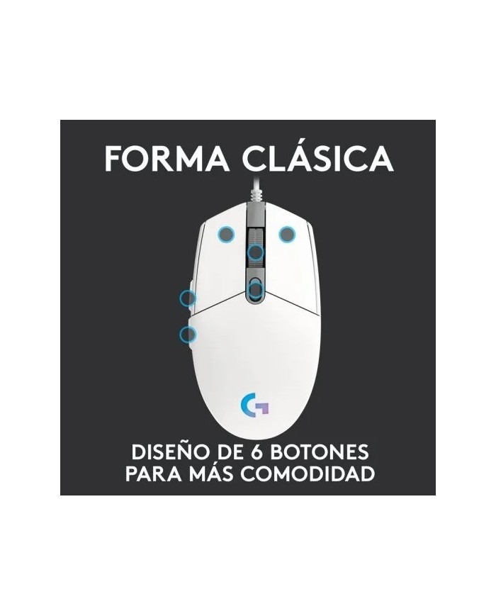RATON LOGITECH G203 LIGHTSYNC RGB USB WHITE RATON LOGITECH G203 LIGHTSYNC RGB USB WHITE
