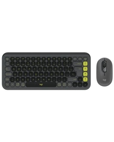 TECLADO + RATON LOGITECH POP ICON WIRELESS BLACK/GREEN TECLADO + RATON LOGITECH POP ICON WIRELESS BLACK/GREEN