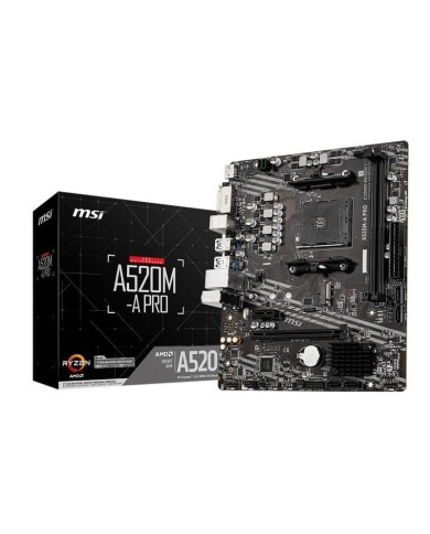 PLACA BASE MSI A520M-A PRO AMD AM4 DVI + HDMI
