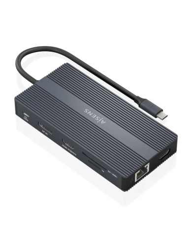 DOCKING USB-C AISENS 2XHDMI 4K/4XUSB/USB-C/RJ45/DPMICROSD/USB-C PD