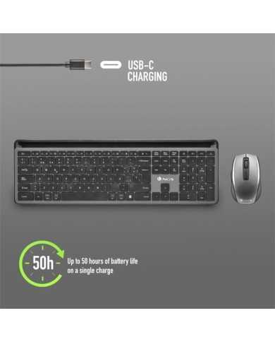 TECLADO + RATON NGS ECLIPSE SLIM SILENT WIRELESS BT MULTI RECARGABLE GREY