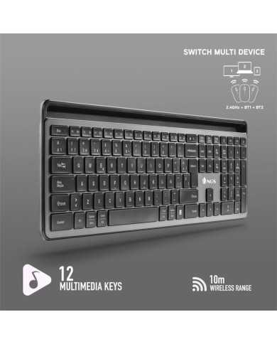 TECLADO + RATON NGS ECLIPSE SLIM SILENT WIRELESS BT MULTI RECARGABLE GREY