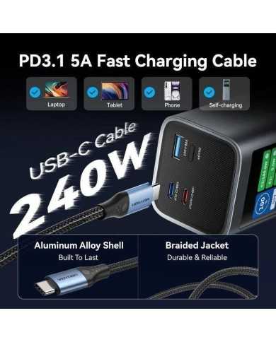 POWERBANK VENTION 27000MAH USB-A + 2USB-C DISPLAY 140W GREY