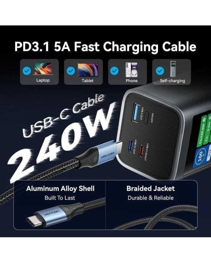 POWERBANK VENTION 27000MAH USB-A + 2USB-C DISPLAY 140W GREY