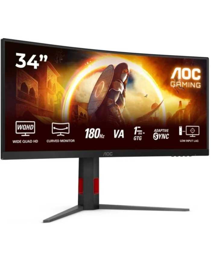 MONITOR GAMING AOC 34 WQHD 180HZ ULTRAPANORAMICO CURVO ERGONOMICO HDMI DISPLAYPORT BLACK