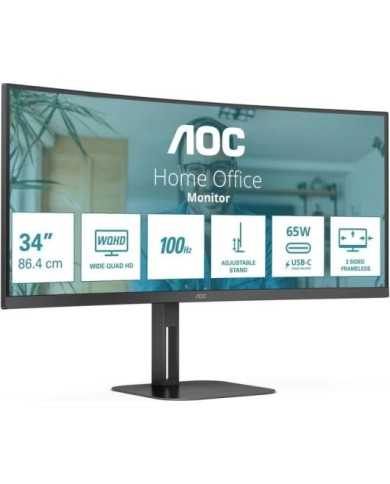 MONITOR PROFESIONAL AOC 34 WQHD 180HZ ULTRAPANORAMICO CURVO ERGONOMICO MULTIMEDIA USB-C HDMI DISPLAYPORT BLACK