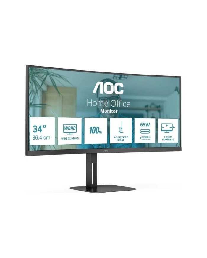 MONITOR PROFESIONAL AOC 34 WQHD 180HZ ULTRAPANORAMICO CURVO ERGONOMICO MULTIMEDIA USB-C HDMI DISPLAYPORT BLACK