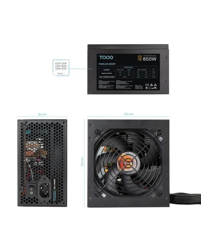 FUENTE DE ALIMENTACION TOOQ HELIOS 850W ATX APFC 80+ BRONZE