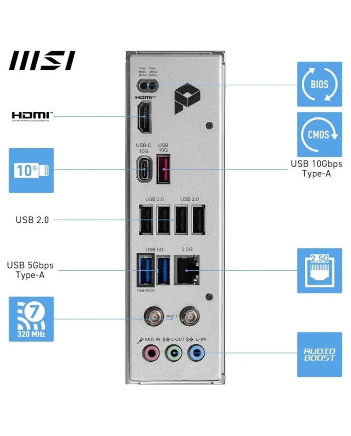 PLACA BASE MSI PRO B840-P WIFI7 ATX AM5 4XDDR5 HDMI