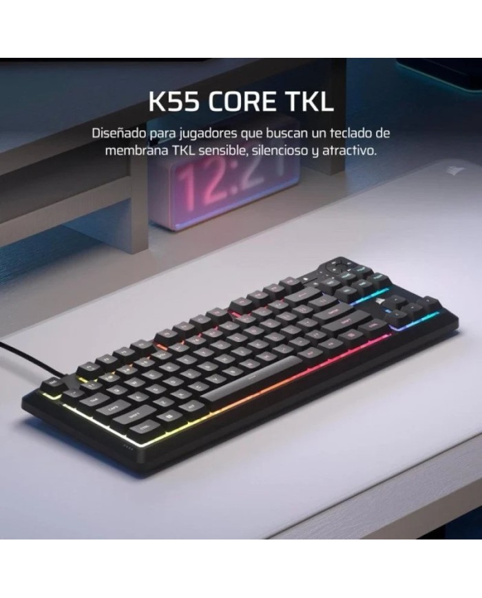 TECLADO GAMING CORSAIR K55 TKL USB ICUE RGB BLACK