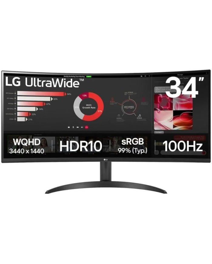 MONITOR LG PROFESIONAL 34 WQHD 100HZ CURVO ULTRAWIDE BLACK