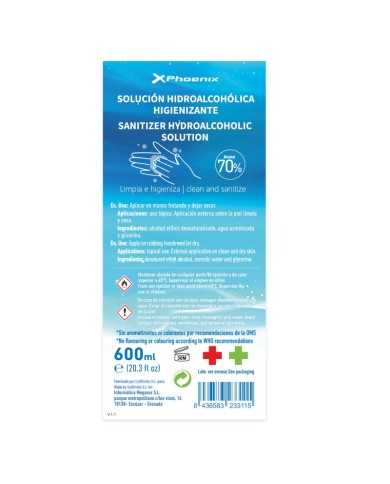 GEL HIDROALCOHOLICO PHOENIX 600ML
