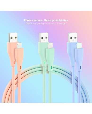 CABLE LIGHTNING A USB 2.0 NANOCABLE A/M 1M 3UD BLUE PINK GREEN LISO