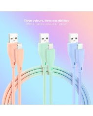 CABLE LIGHTNING A USB 2.0 NANOCABLE A/M 1M 3UD BLUE PINK GREEN LISO